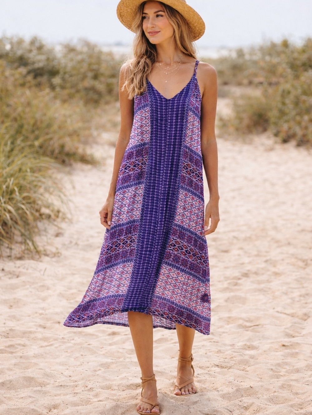 Flynn Skye Boho Printed Slip Dress Made in USA